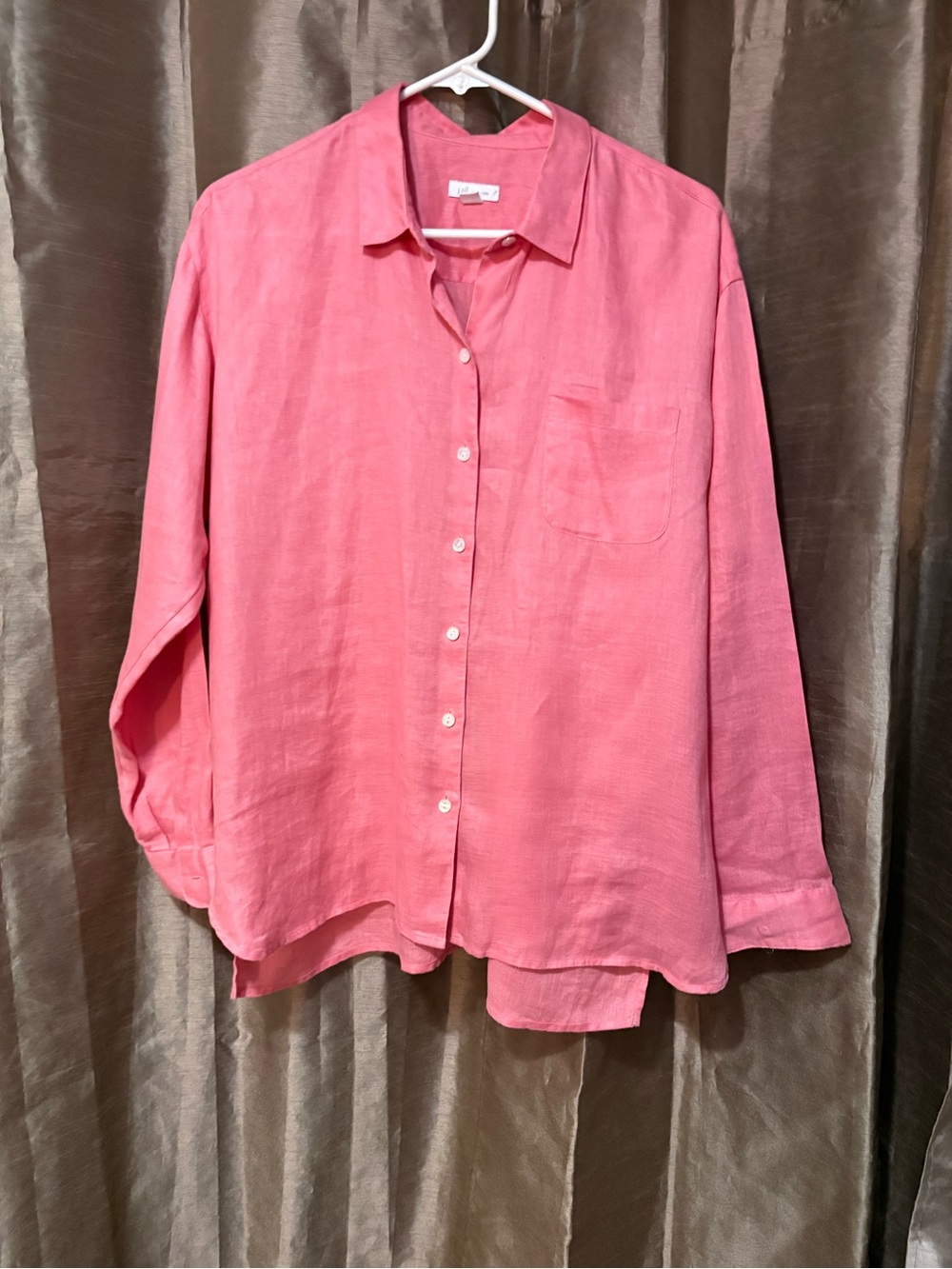 J. Jill Coral Pink Linen Button-Up Shirt